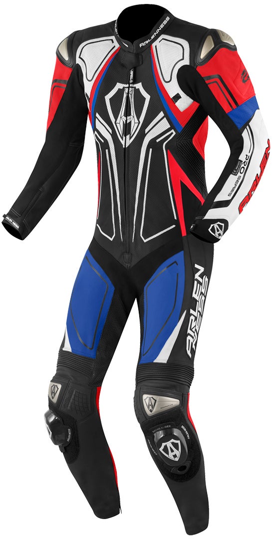 Arlen Ness Conquest One Piece Motorcycle Leather Suit black/white/red/blue 58 Figure 1