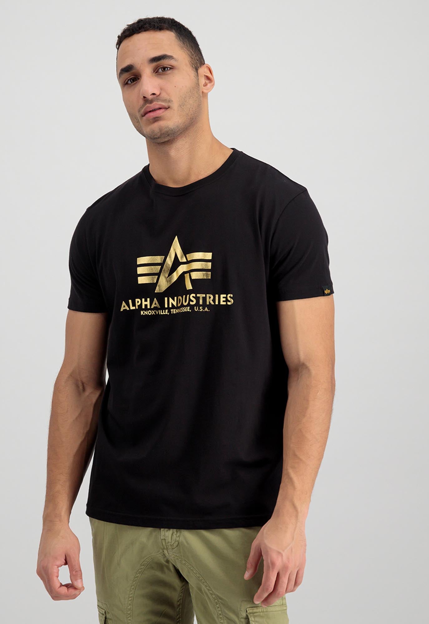 Alpha Industries Basic Foil Print Tricou negru/galben S Figura 2