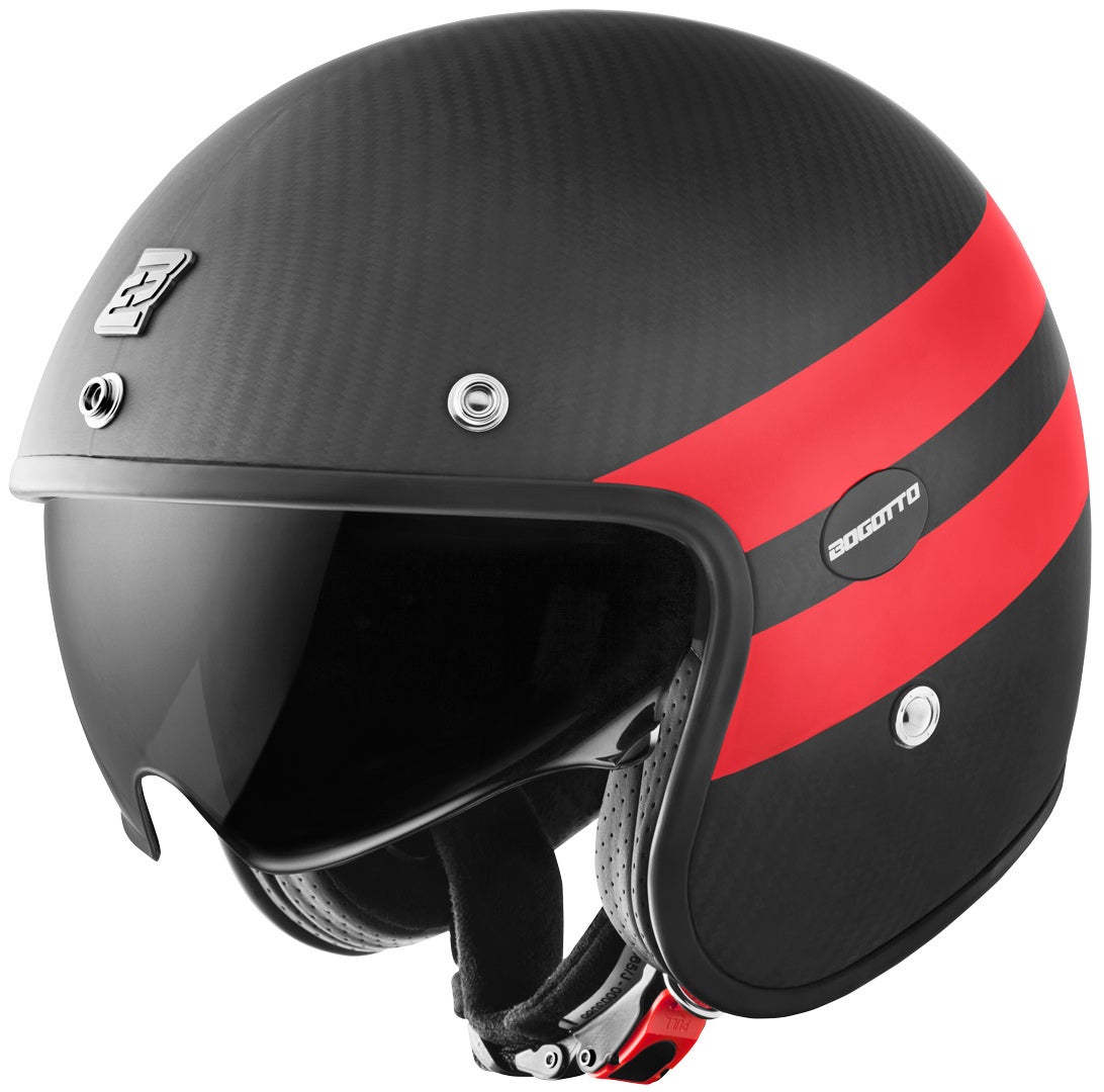 Bogotto V587 Crono Carbon Jet hjelm sort mat/rød 2XL Figur 1
