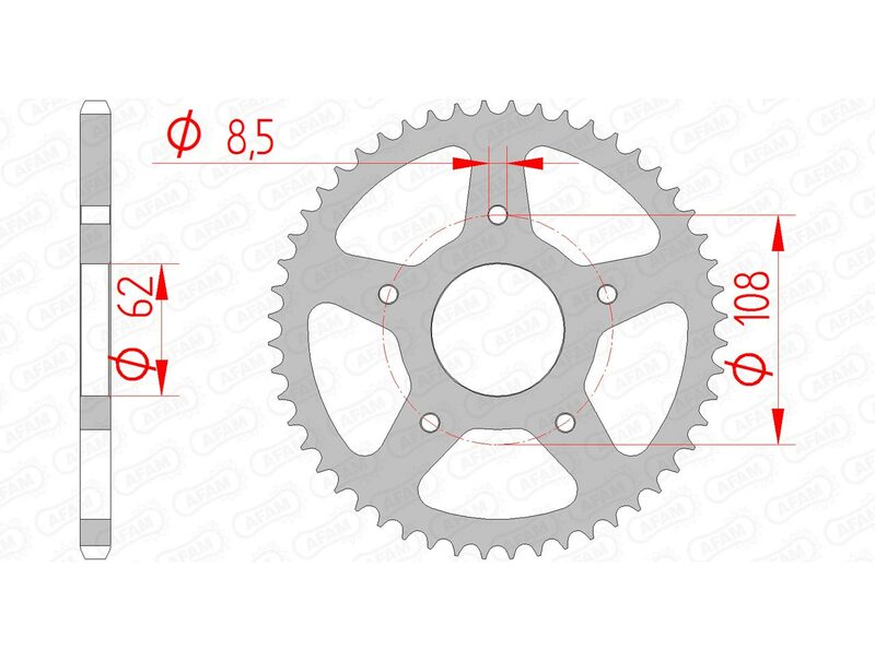 AFAM Steel Standard Rear Sprocket 92122 - 420 Figure 1