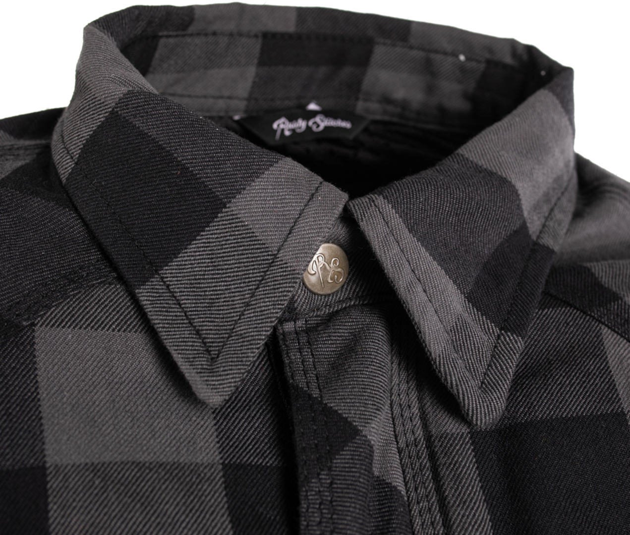 Rusty Stitches Neil オートバイシャツ 黒/灰色 4XL 図3