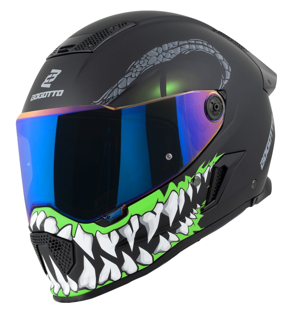 Bogotto Rapto Reptile Helm Zwart/Groene Matt M Figuur 14