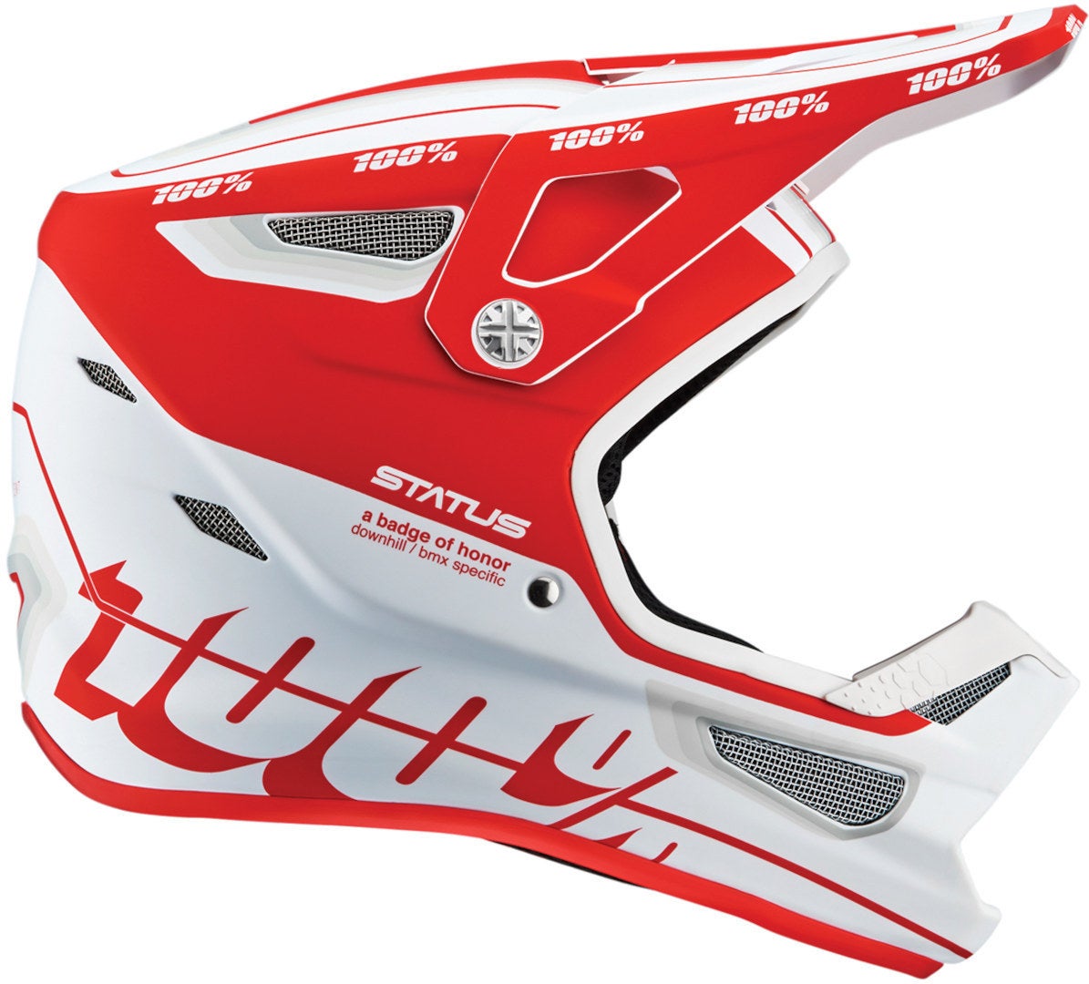 100% Status Downhill Helmet white/red L (59/60) Figure 1