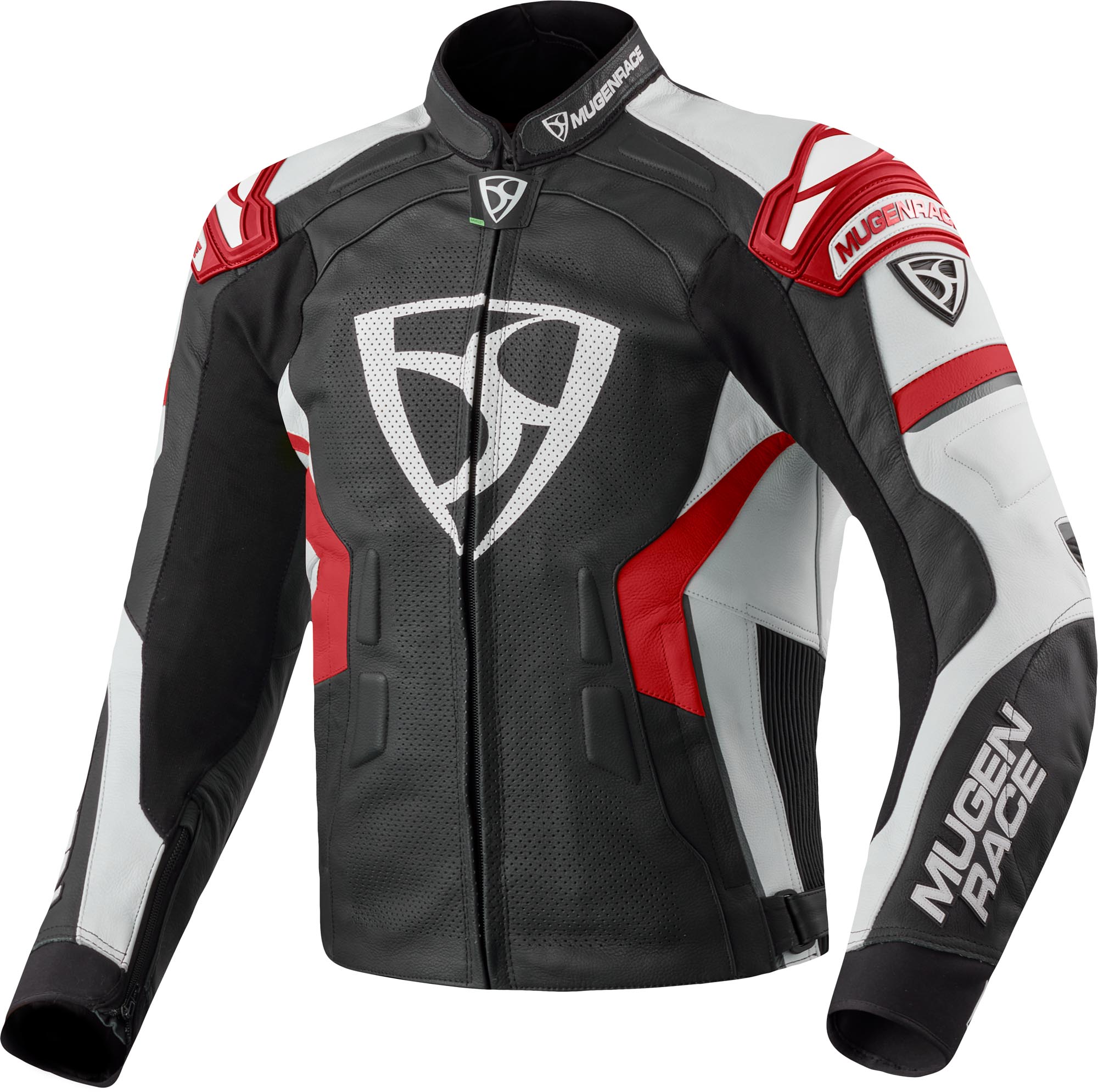 MUGENRACE Marcus Motorcycle Leather Jacket black/white/red 58 Figure 1