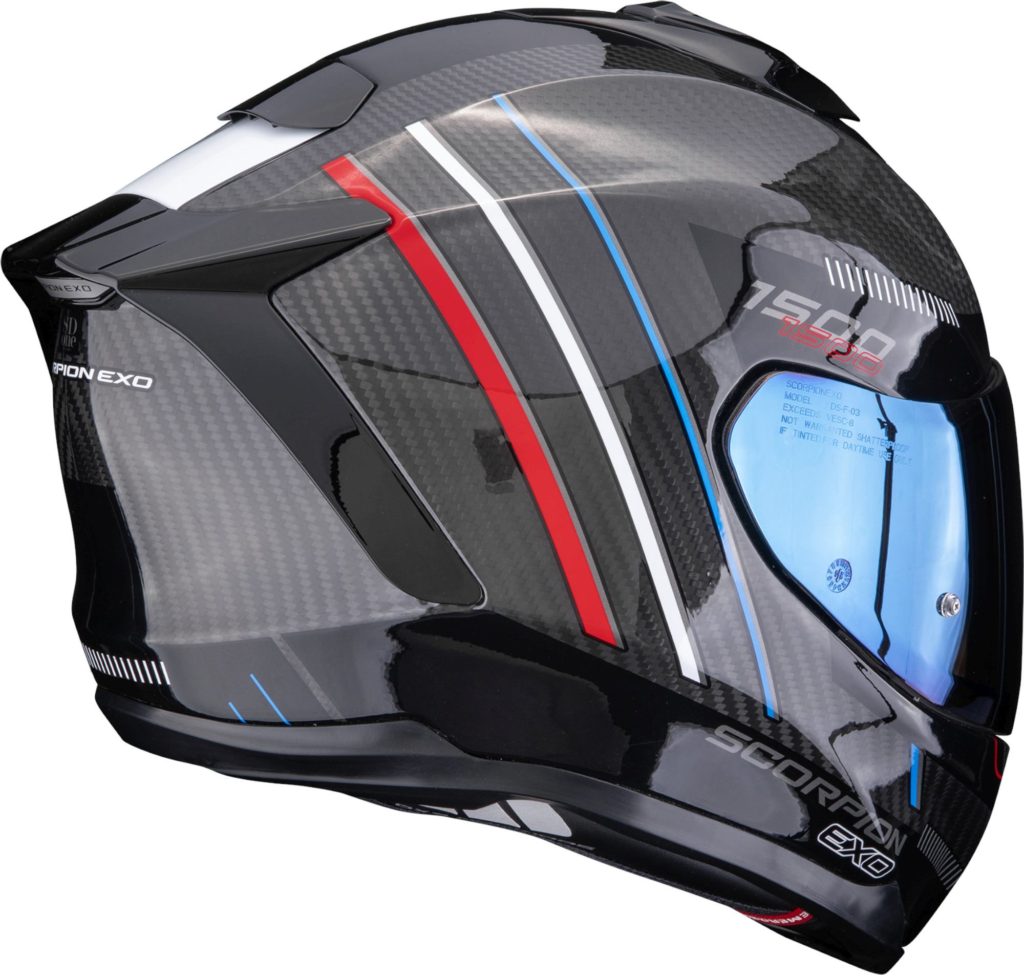 Scorpion Exo-1500 Carbon Air Zity Hjälm för hela ansiktet svart/röd/blå XS (53/54) Figur 3