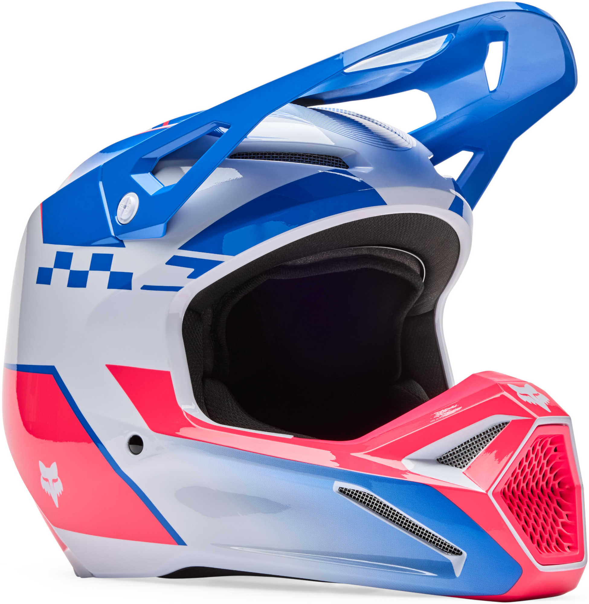 FOX V1 Collect Cască de motocross pentru tineret Albastru/roz Y/L (52/53) Figura 1