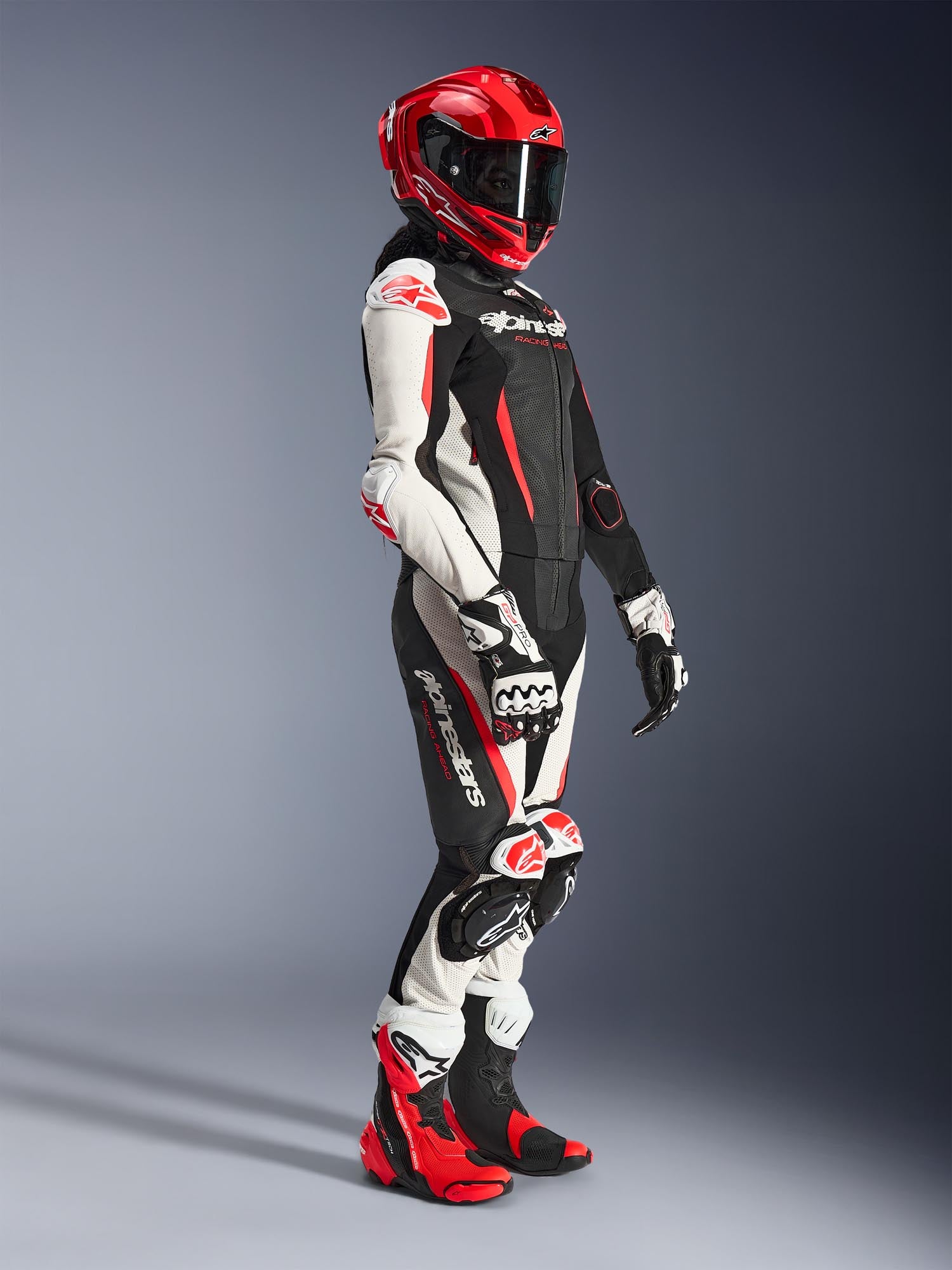 Alpinestars Stella GP-R7 Ladies Two Piece Motorcycle Leather Suit black/white/red 46 Figure 14