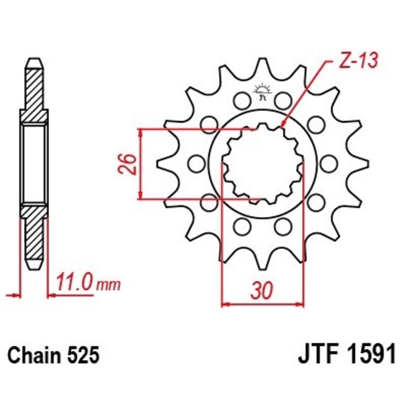 JT-DRIVHJUL Stål ljudfritt framdrev 1591 - 525 Figur 1