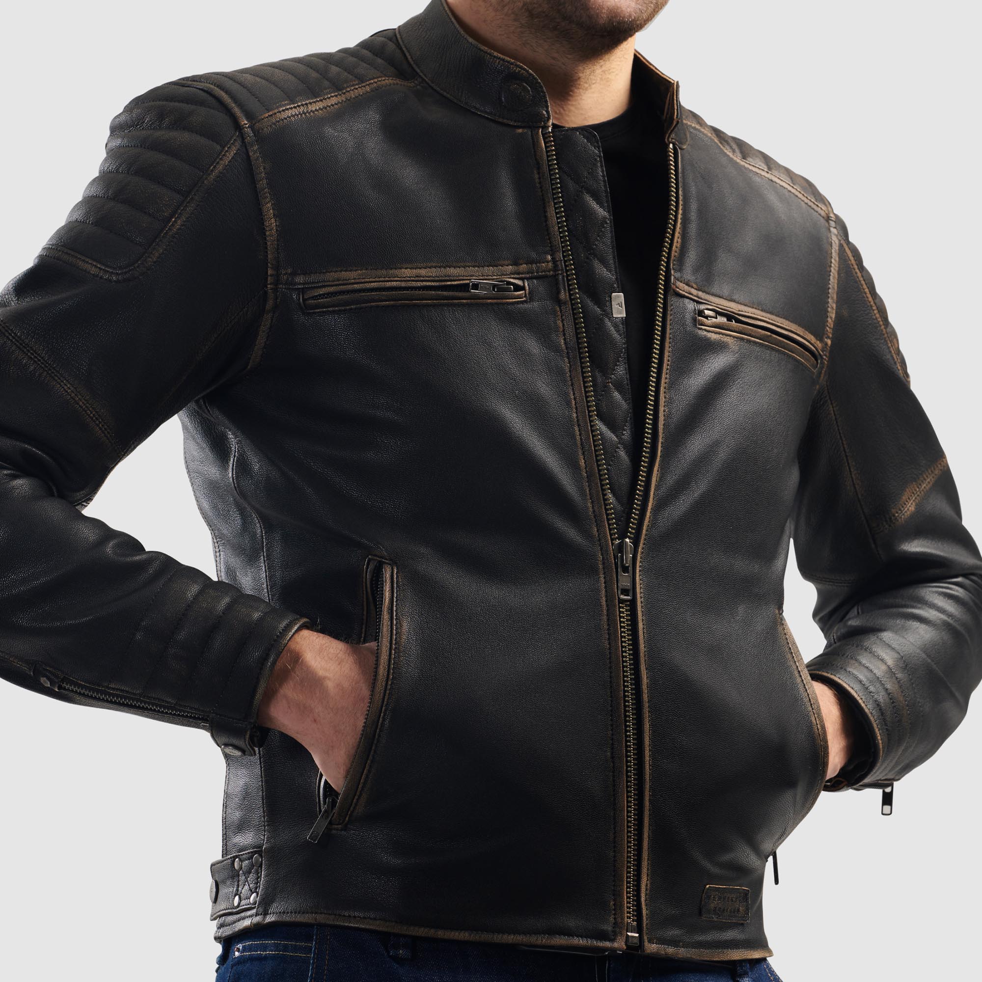 Rebelhorn Hunter 2 Motorcycle Leather Jacket Vintage Brown L Figure 8