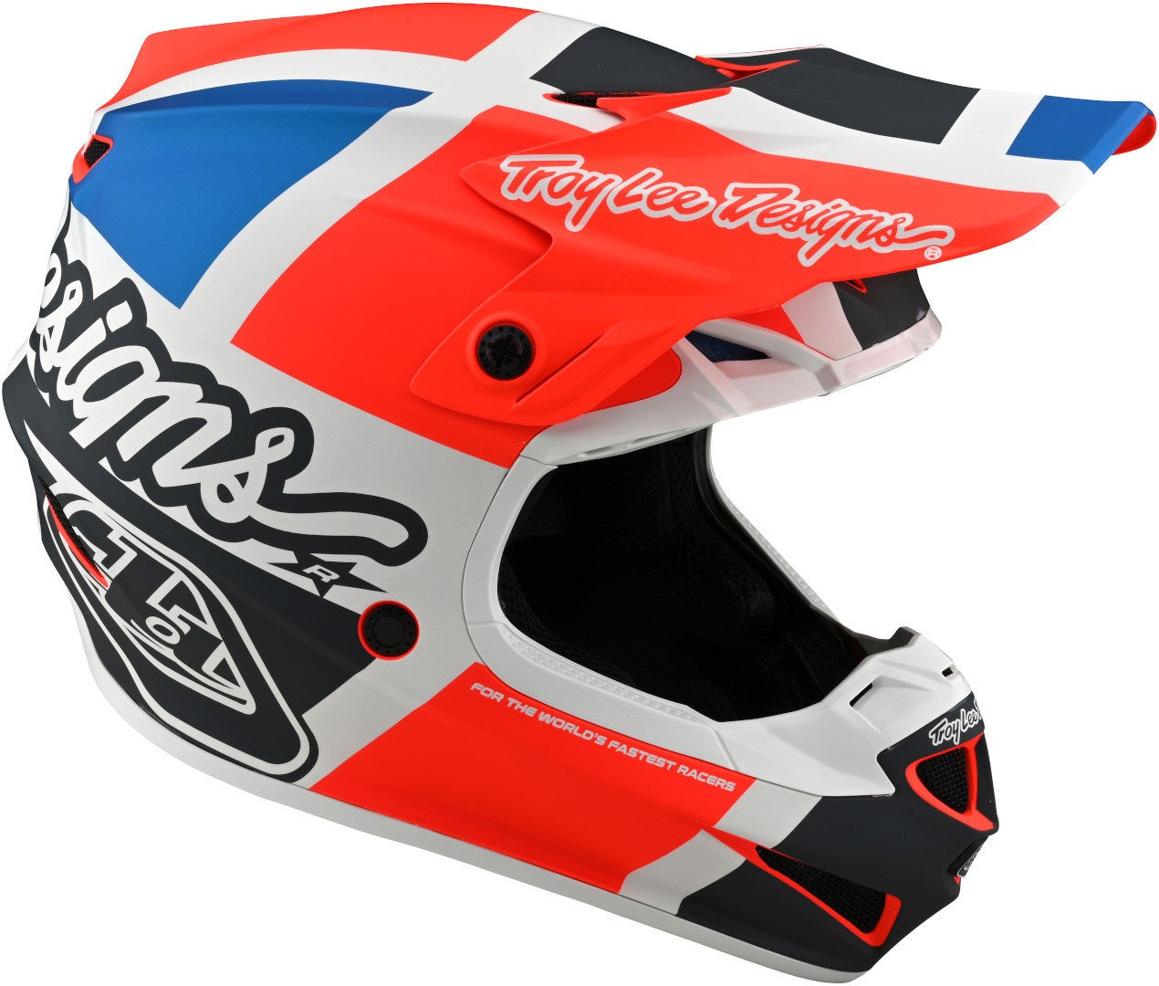 Troy Lee Designs SE4 Polyacrylite MIPS Quattro Casco Motocross Arancione/blu S (55/56) Figura 7