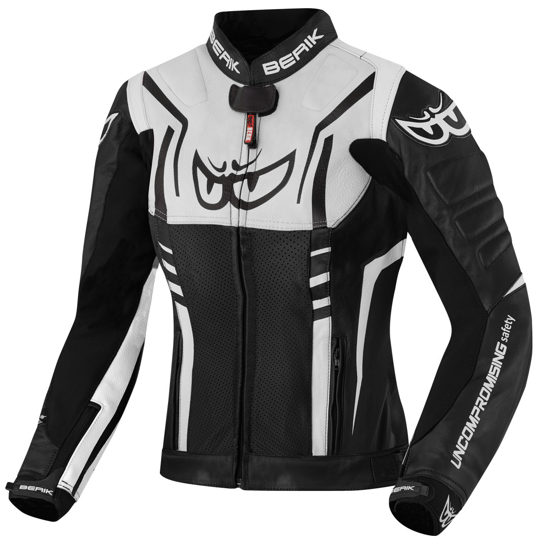 Berik Striper Ladies Motorcycle Leather Jacket black/white 40 Figure 1