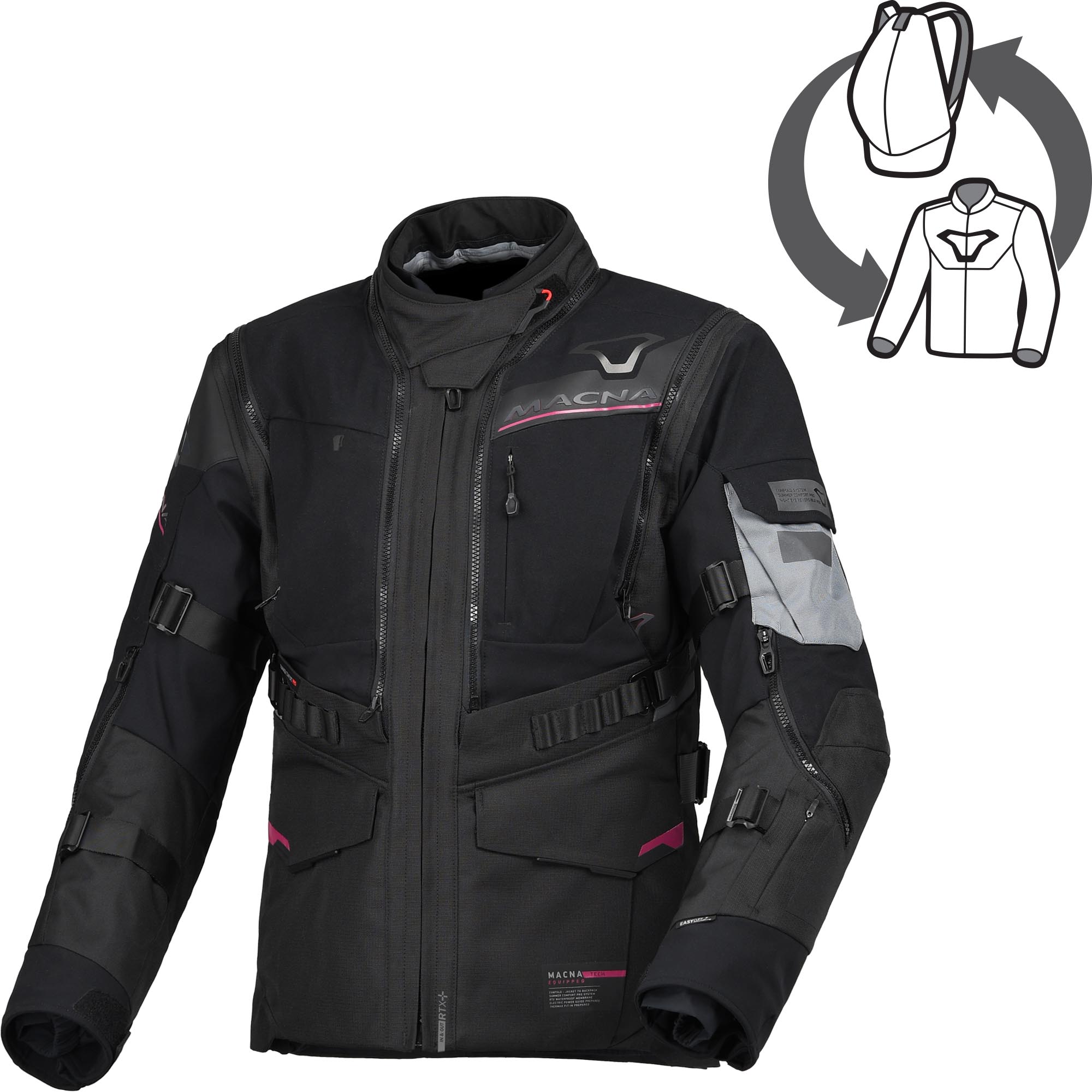 Macna Flexodus Giacca tessile impermeabile per motociclette nero XS Figura 1