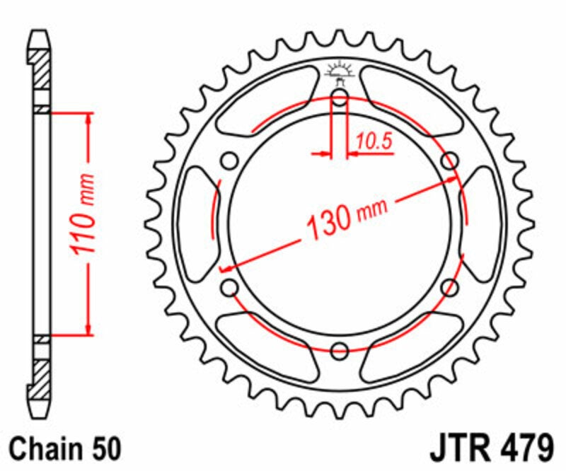 PIGNONS JT Couronne acier standard 479 - 530 Figure 1