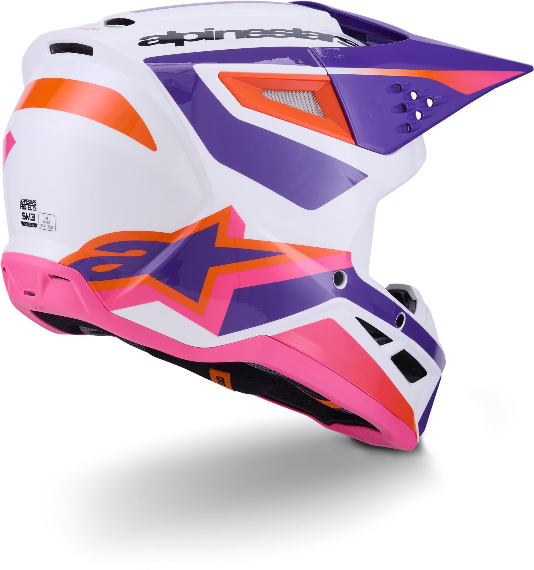 Alpinestars S-M3 Heat Motocross Helm weiß/lila M (57/58) Abbildung 7