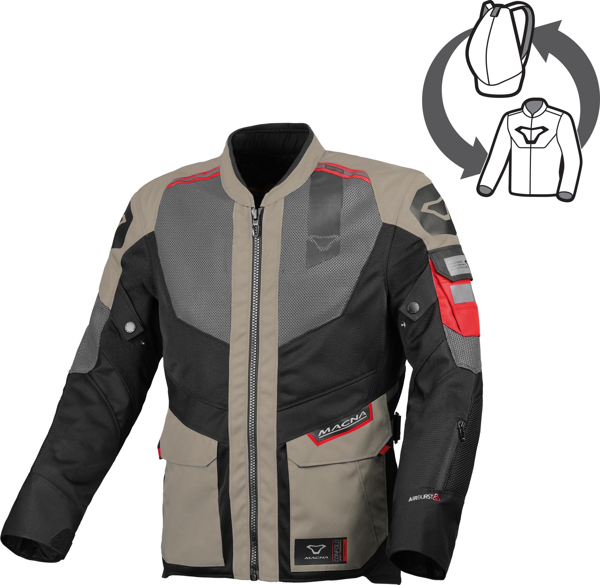 Macna Travelair Motorcycle Textile Jacket taupe M Figure 1