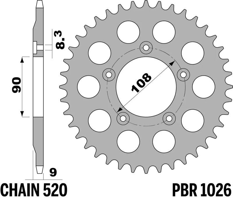 PBR Standard za stražnji lančanik - 520 Slika 1