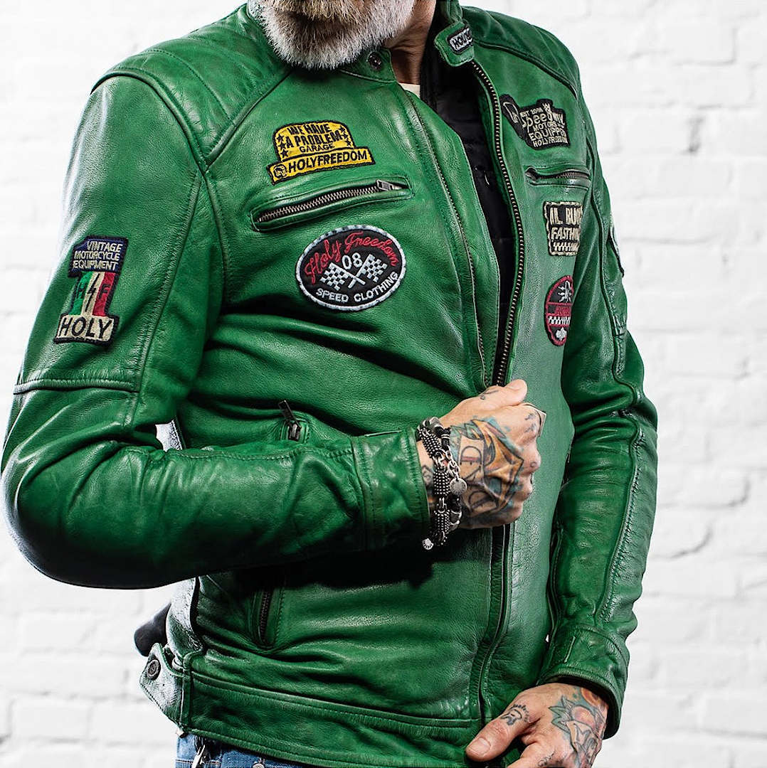 HolyFreedom Zero Evolution Giacca in pelle da moto Verde L Figura 4