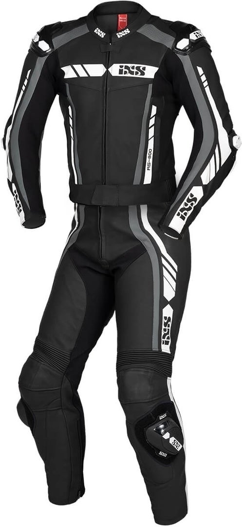 IXS Sport RS-800 1.0 Two Piece Motorcycle Leather Suit black/grey/white 60 Figure 1