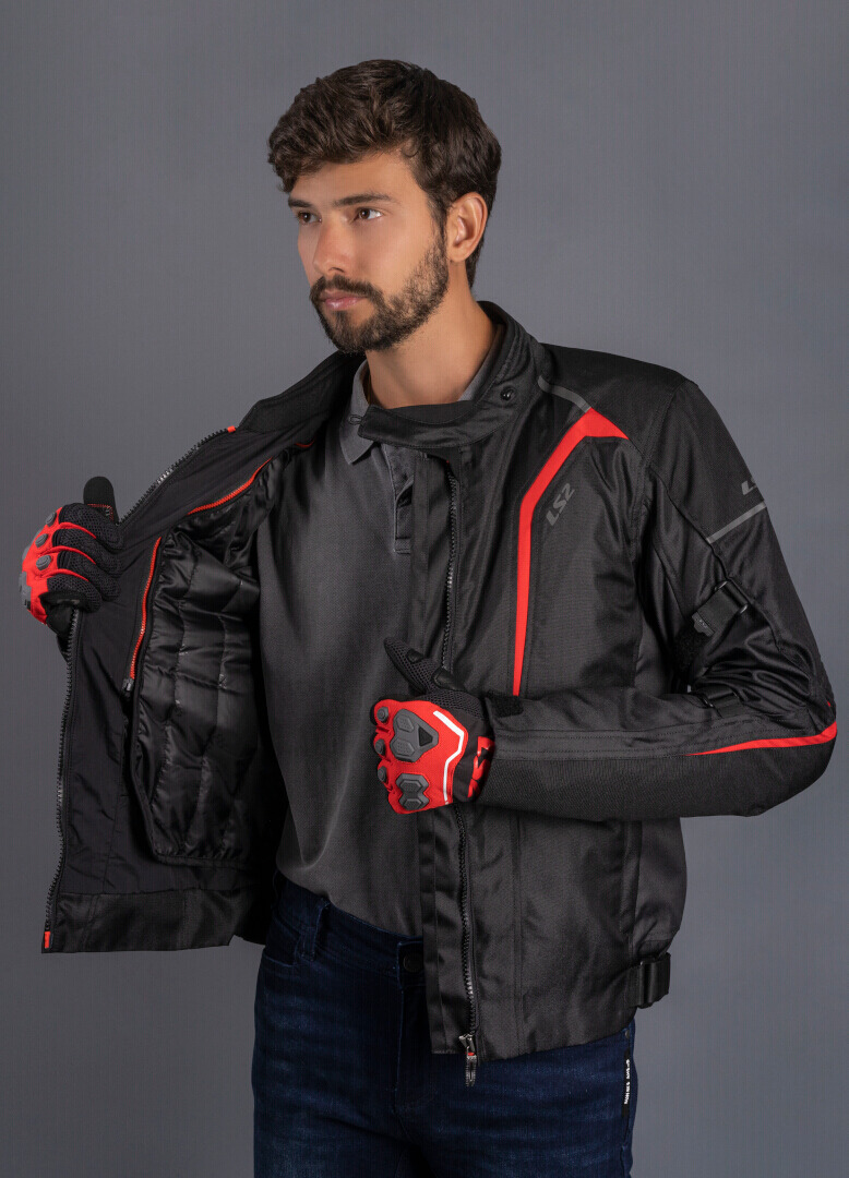 LS2 Sepang waterproof Motorcycle Textile Jacket black/grey/red 5XL Figure 5