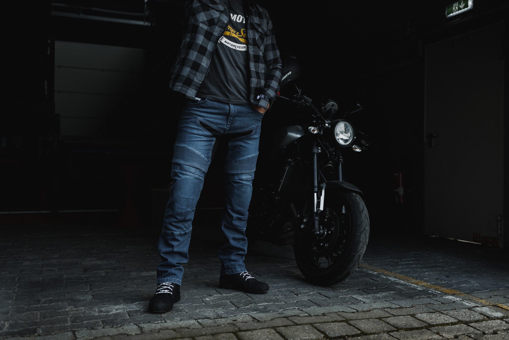Side view of Bogotto Roadturn Motorcycle Jeans