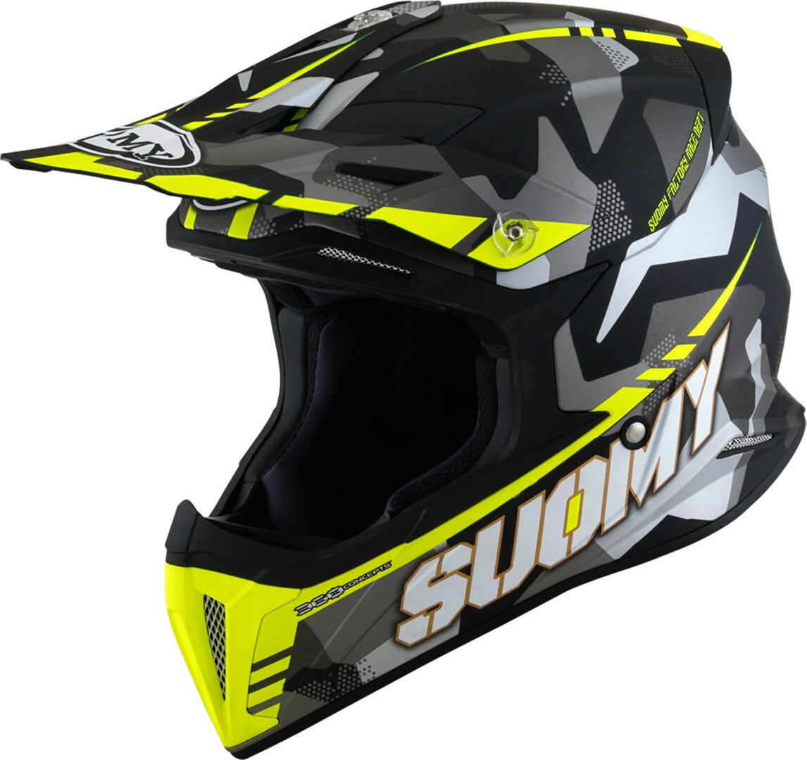 Suomy X-Wing Camouflager E06 Motocross hjelm sort/grå/gul S (55/56) Figur 1