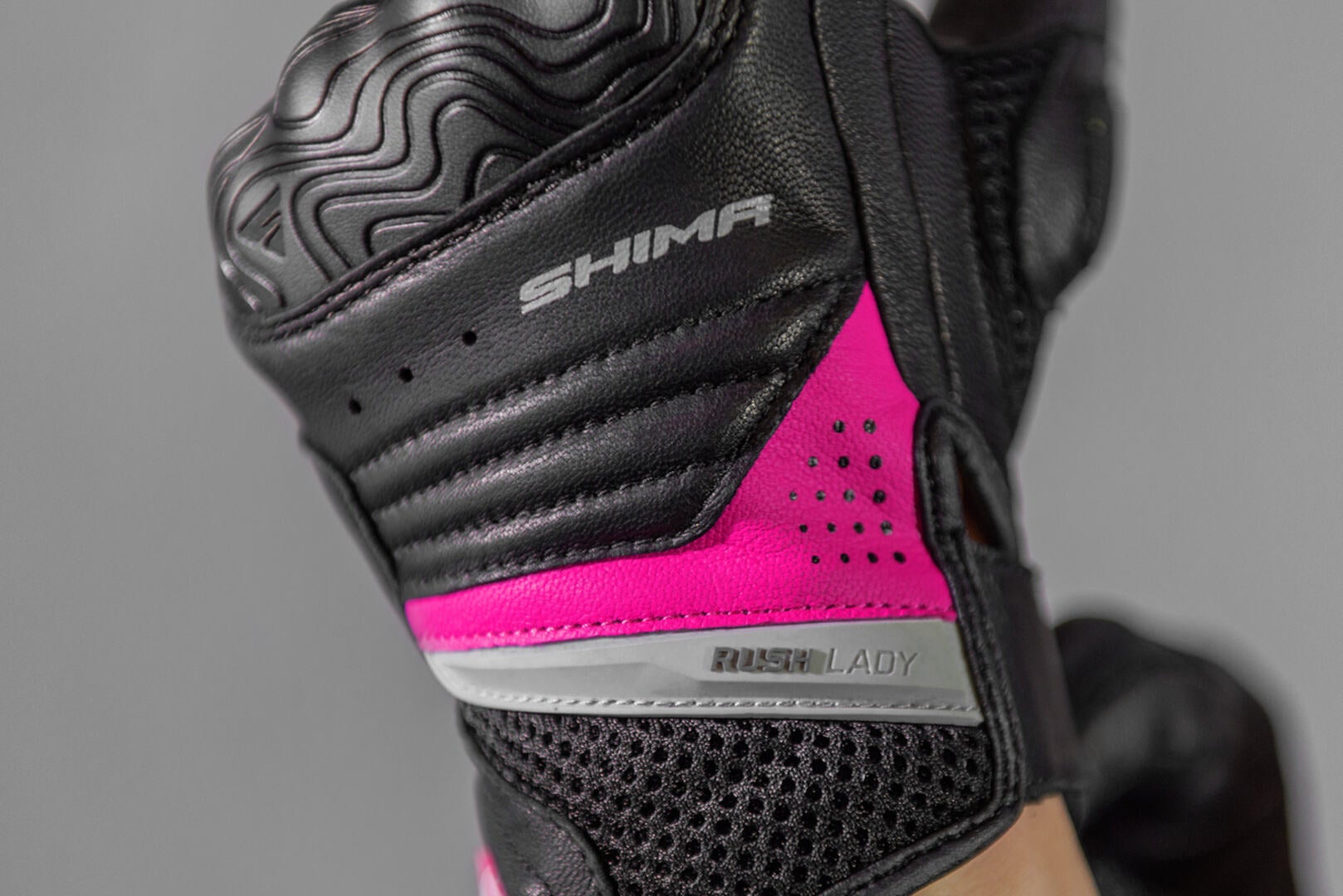 SHIMA Rush Dames Motorhandschoenen zwart/roze L Figuur 6