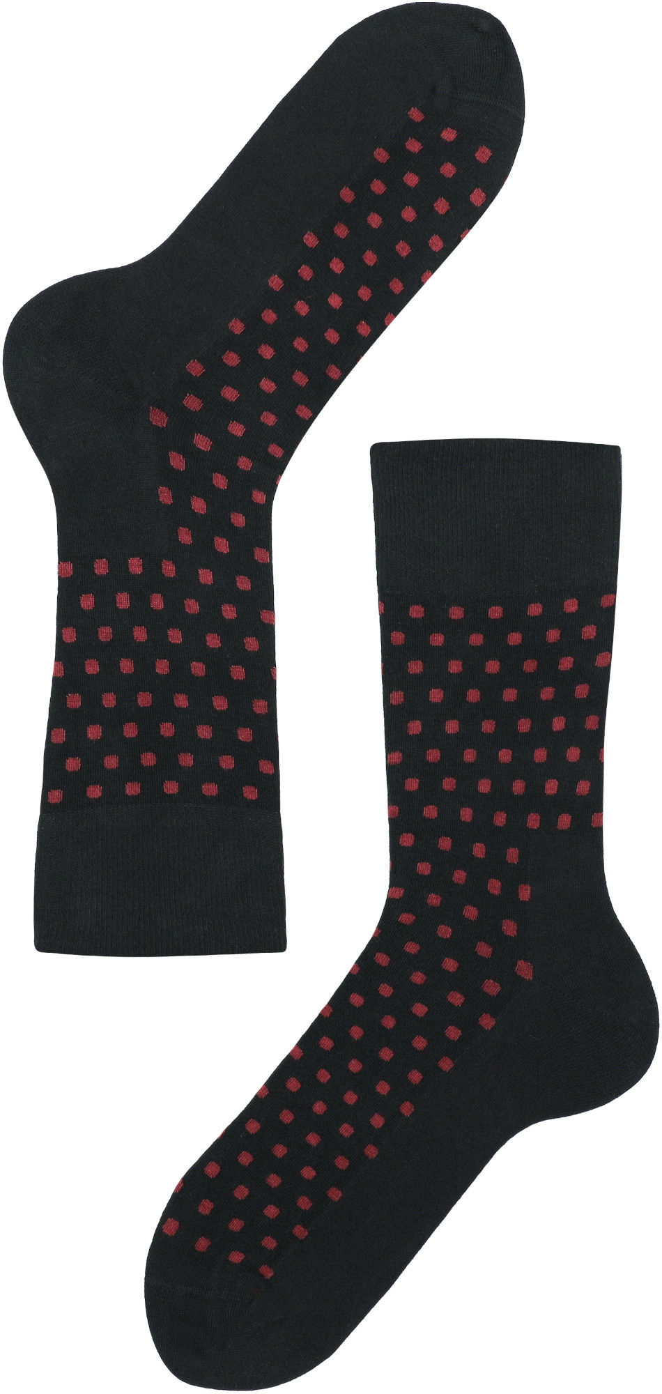Lenz Think About Dots Strømper - Pakke med 2 sort/rød 45-47 Figur 1