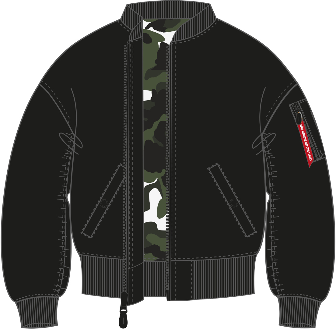 Alpha Industries MA-1 OS Rev.Fur Dam jacka svart/kamouflage XS Figur 2