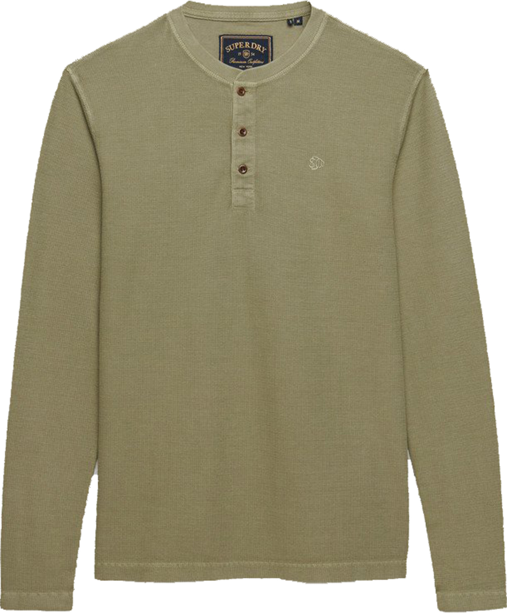 Superdry & Co Waffle Henley Langarmshirt helles khaki L Abbildung 1