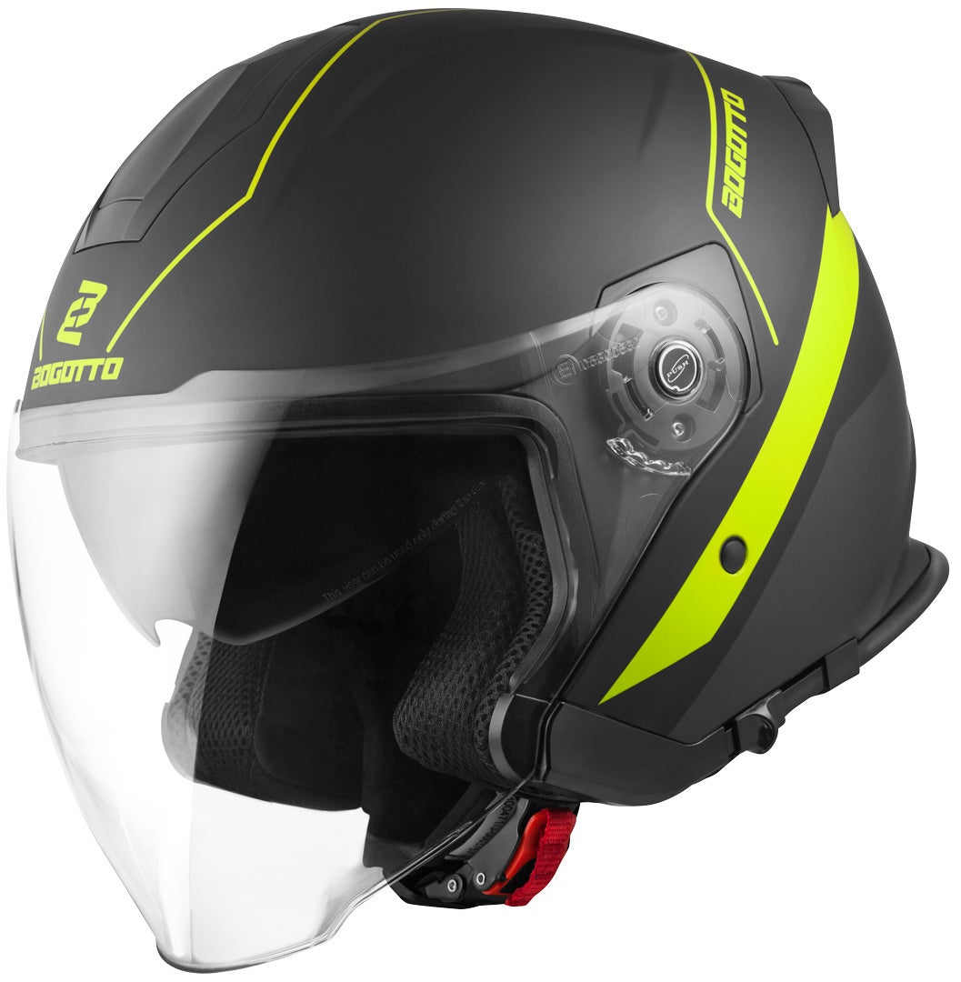 Bogotto V586 Detri Jet hjelm sort mat/gul L Figur 1