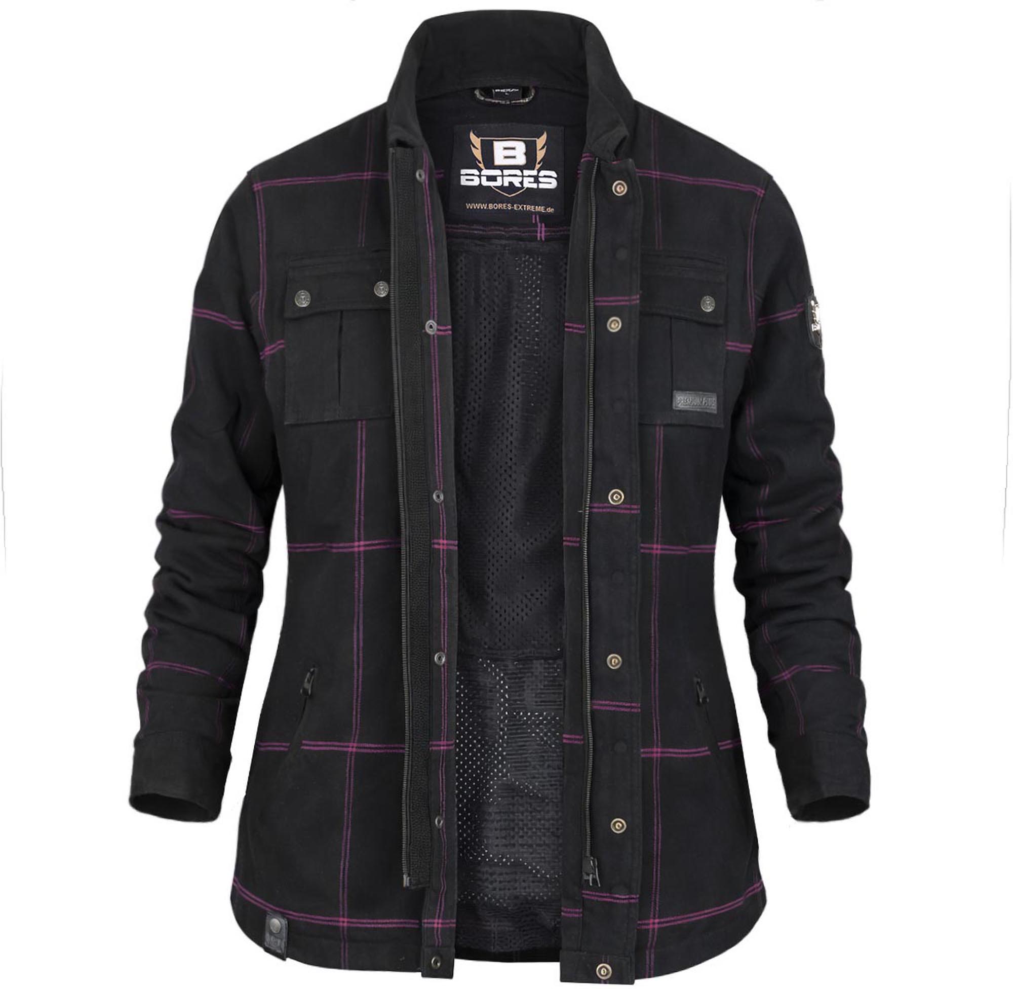 Bores Lumberjack Premium Plus Bortexx Damer Motorcykelskjorte AAA sort/pink S Figur 1