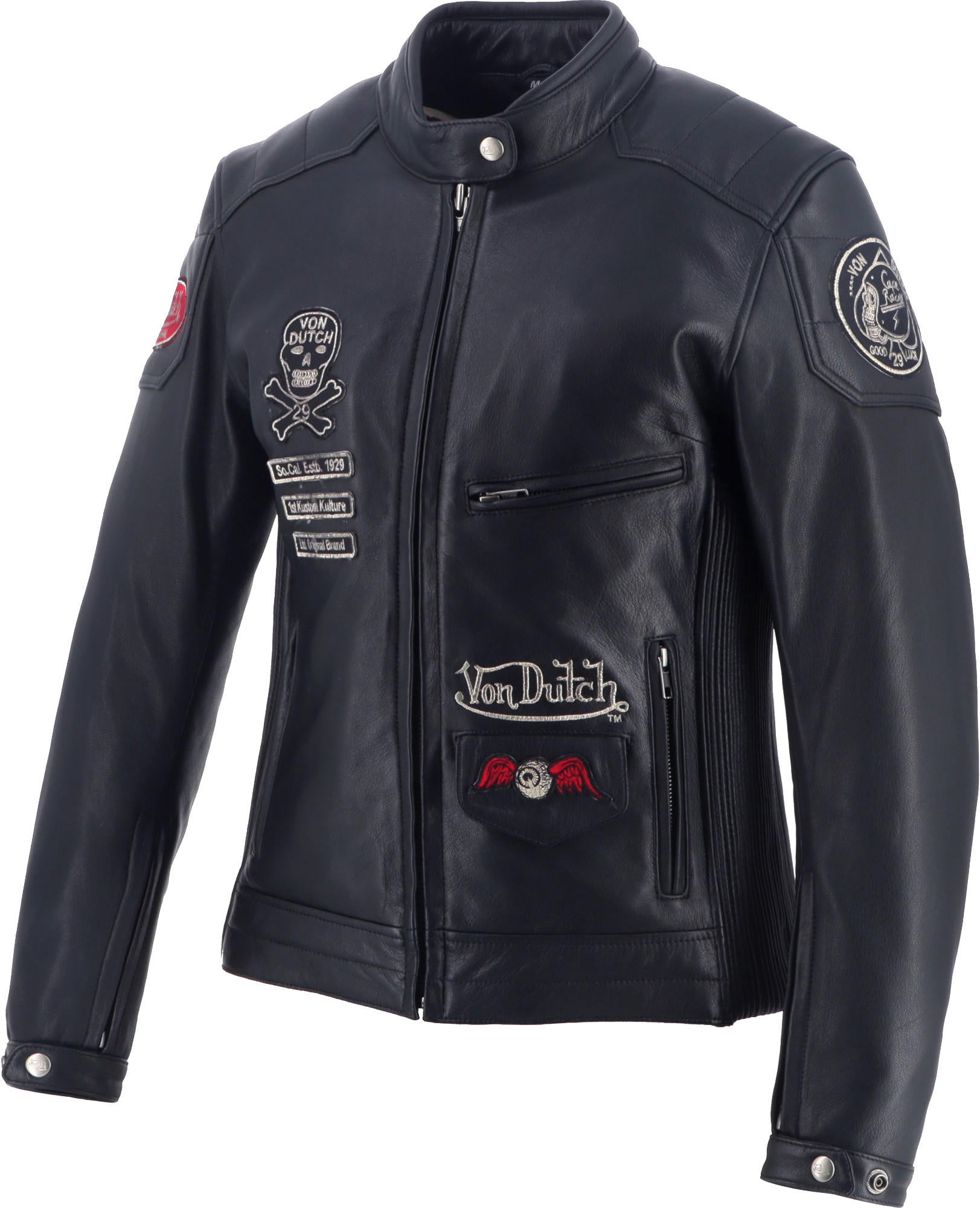 Von Dutch X Helstons Pretty Damen Motorrad Lederjacke schwarz XL Abbildung 3
