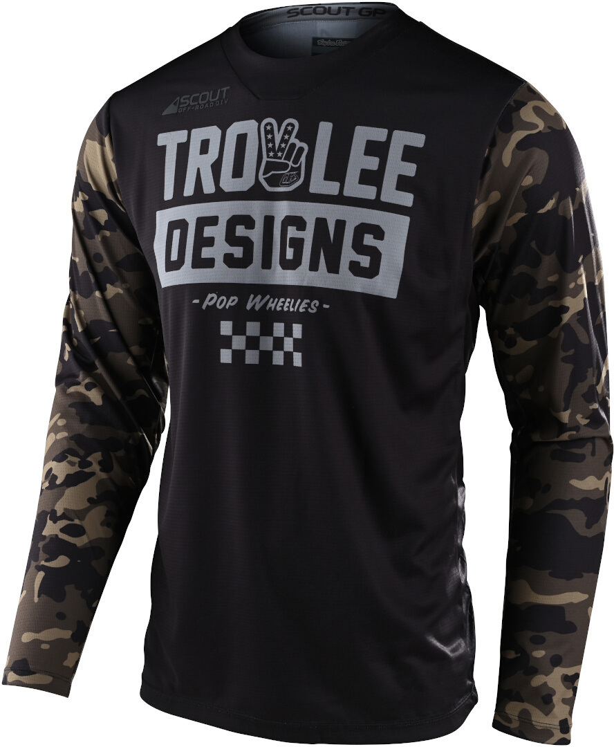 Troy Lee Designs Scout GP Peace & Wheelies Camo Motocross Jersey L Figur 1