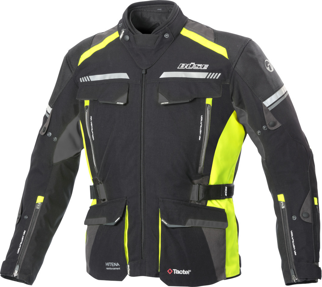Büse Highland 2 Motorcycle Textile Jacket black/grey/yellow 56 Figure 1
