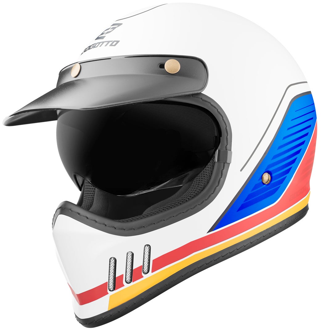 Bogotto FF980 EX-R Caferacer Casco da Croce bianco/blu/rosso S Figura 2