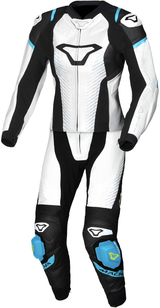 Macna Tronniq perforated Ladies Two Piece Motorcycle Leather Suit white/black/blue 40 Figure 1