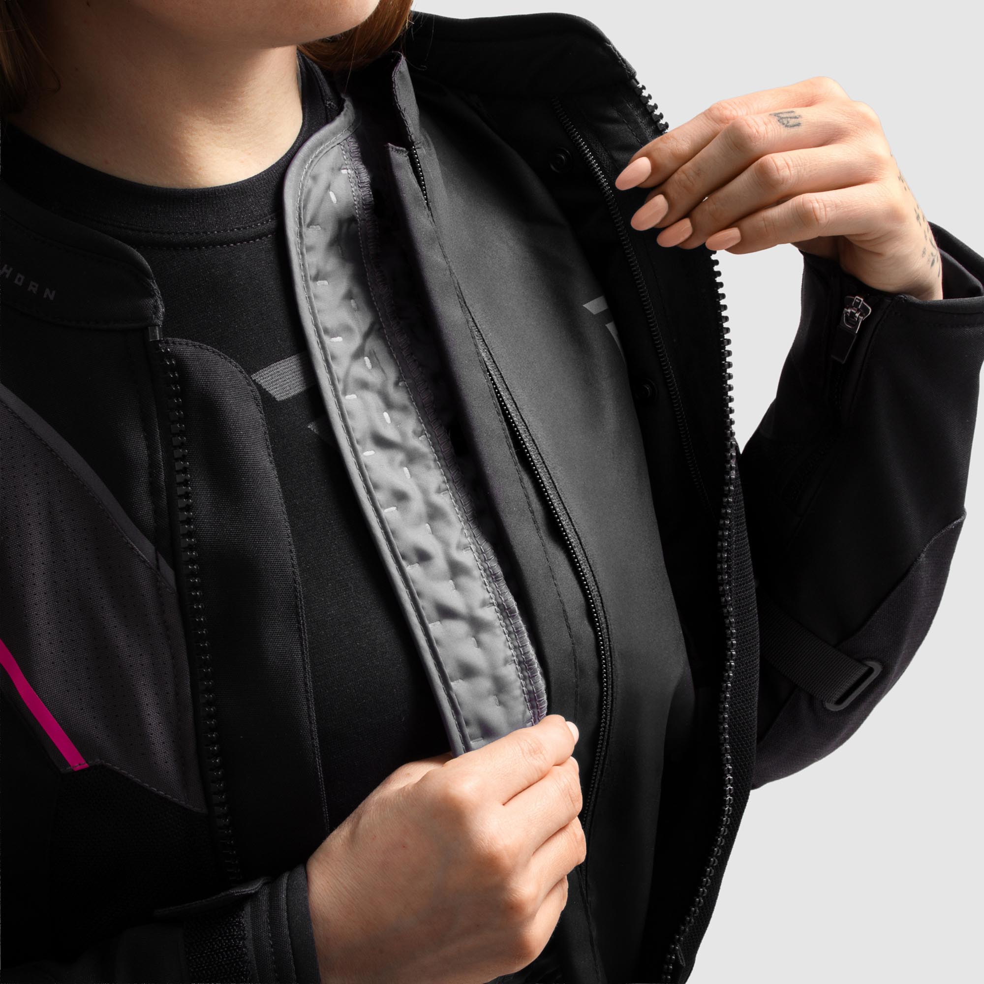 Side view of Rebelhorn Hiflow 5 waterproof Ladies Motorcycle Textile Jacket