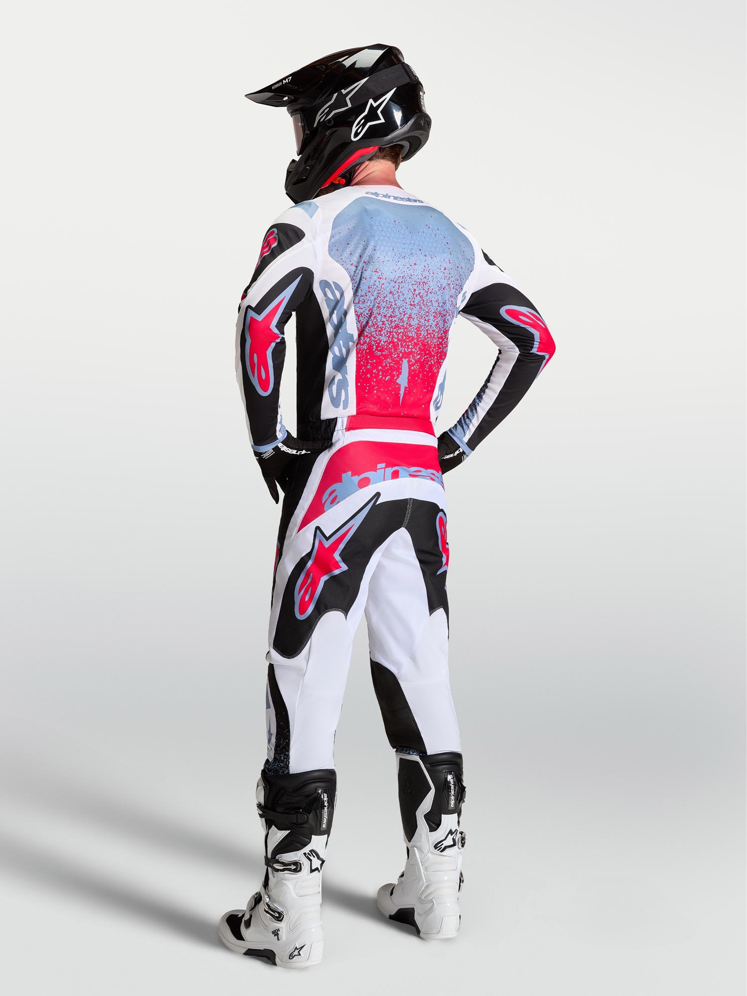 Alpinestars Fluid Drag Мотокрос фланелка черно/бяло/червено/синьо L Фигура 8