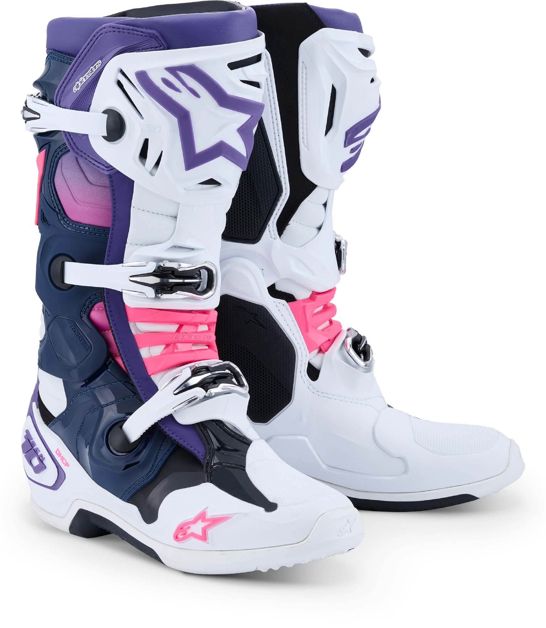 Alpinestars Tech 10 Bottes de motocross 2026 Blanc/Violet/Bleu/Rose 14 Figure 1