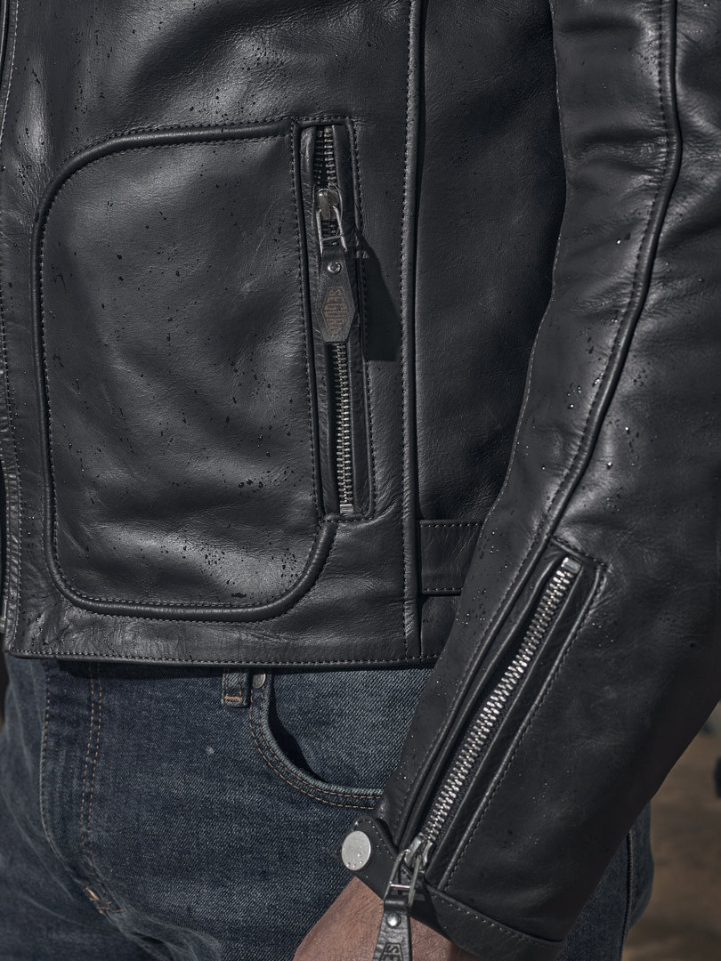 Side view of Segura Lewis Motorcycle Leather Jacket
