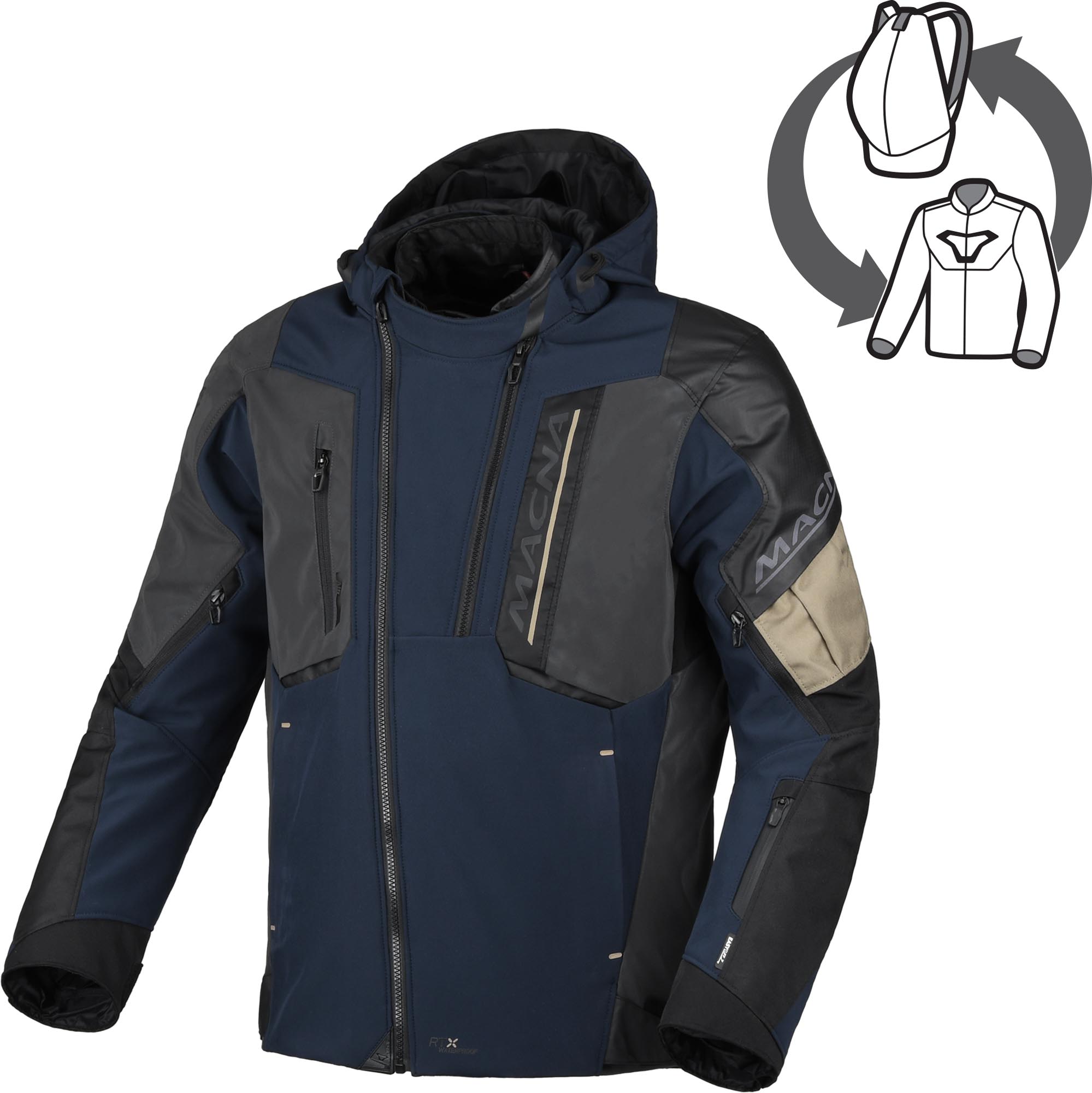 Macna Angle 2.0 waterproof Motorcycle Textile Jacket blue/beige S Figure 1