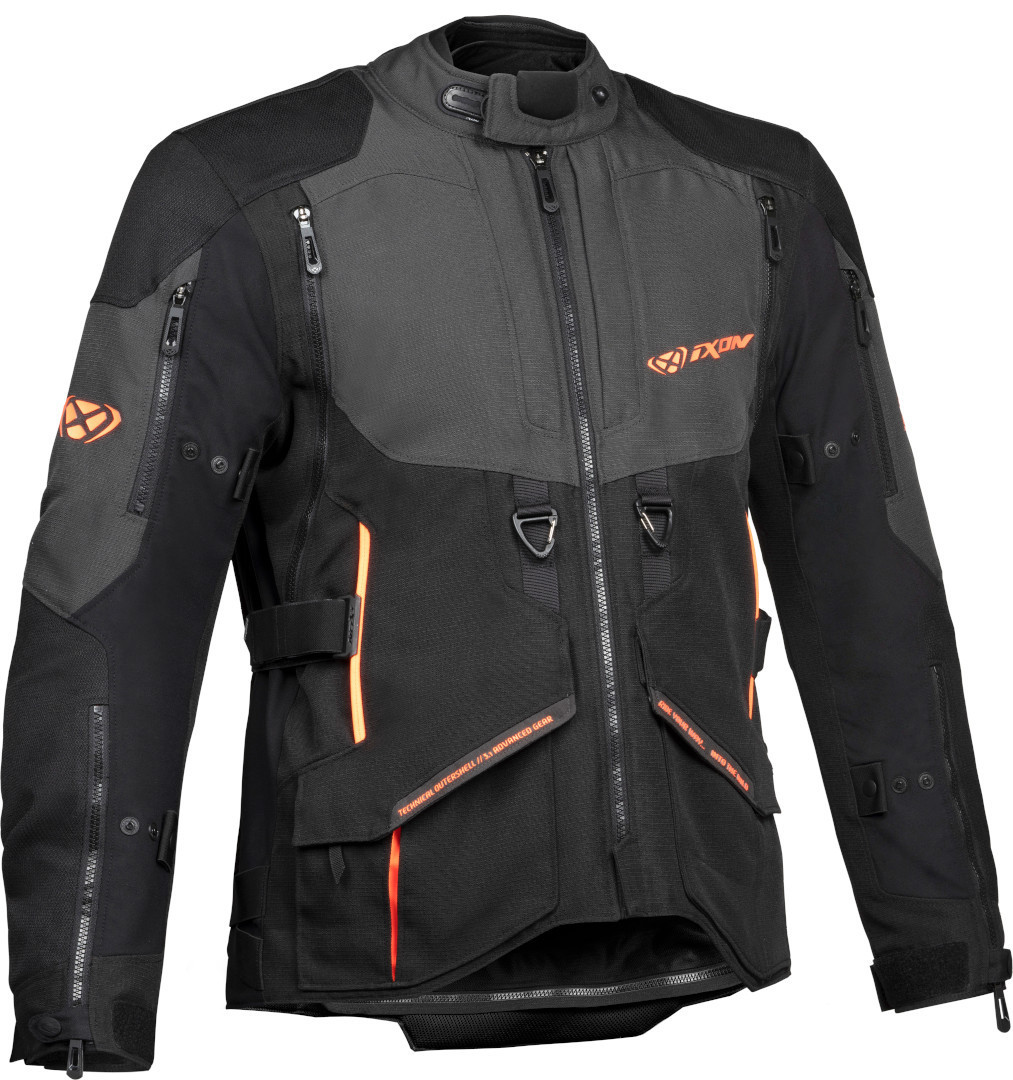 Ixon Ragnar Motorcycle Textile Jacket black/grey/orange 5XL Figure 1