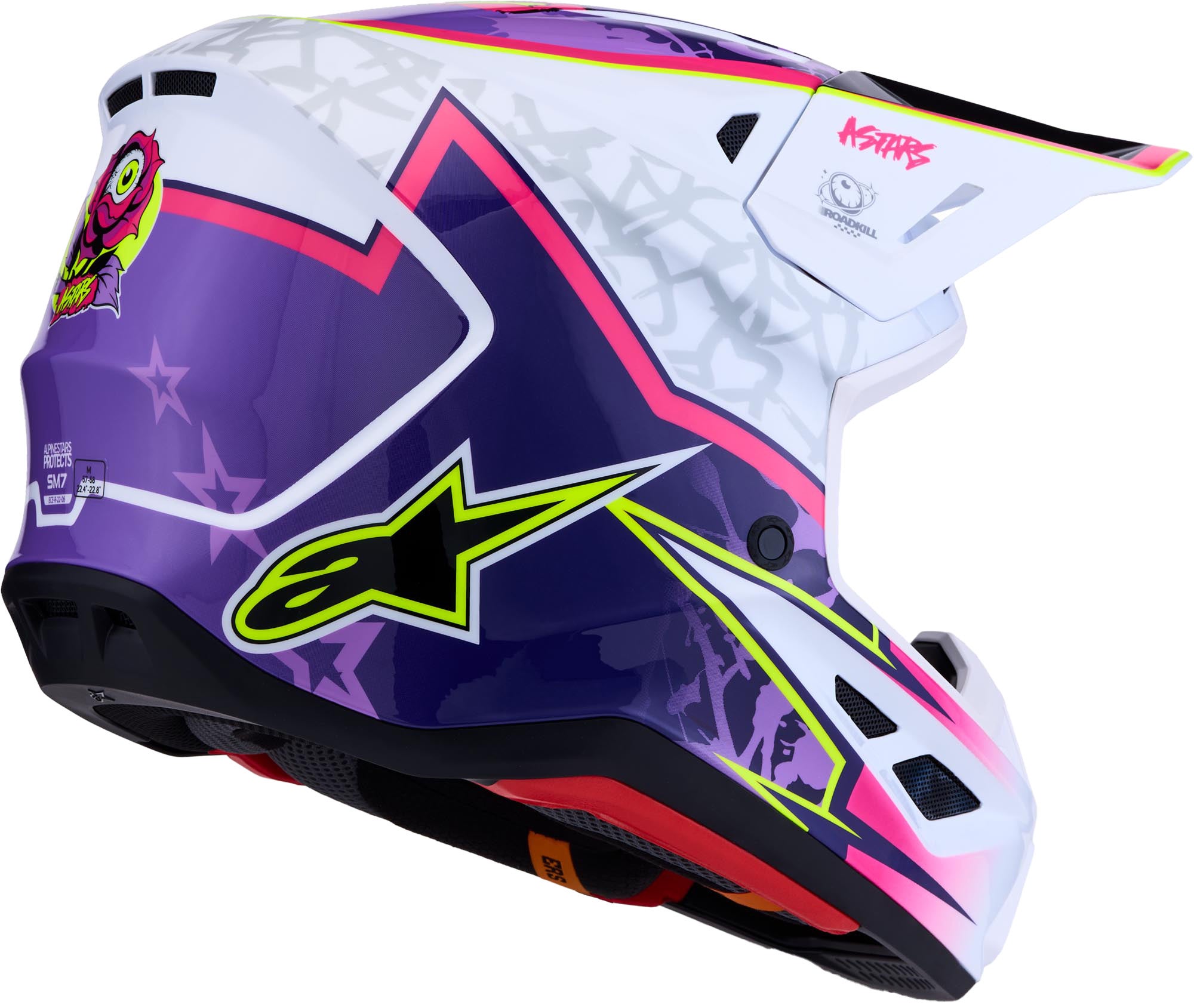 Alpinestars S-M7 Blaster Κράνος Motocross λευκό/ροζ/μωβ Μ (57/58) Γράφημα 4