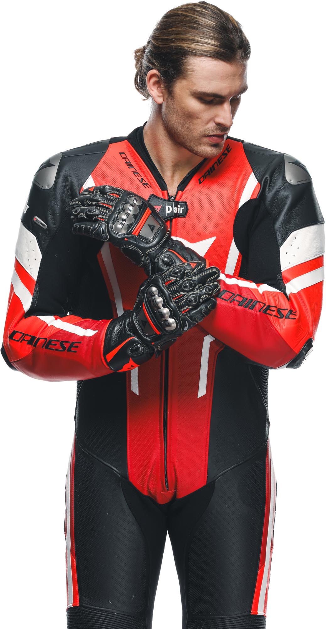 Dainese Misano 3 D-Air Airbag 2.0 perforated One Piece Motorcycle Leather Suit black/red 52 Figure 3