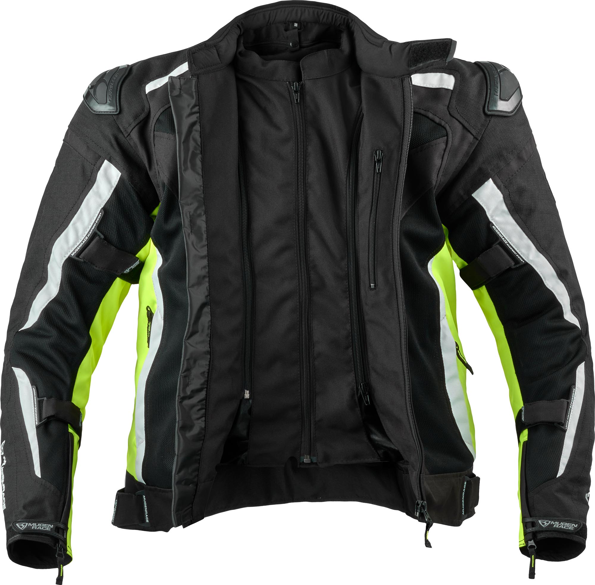 MUGENRACE Diavolo-1 vattentät motorcykel textil jacka svart/vit/neongul 3XL Figur 4