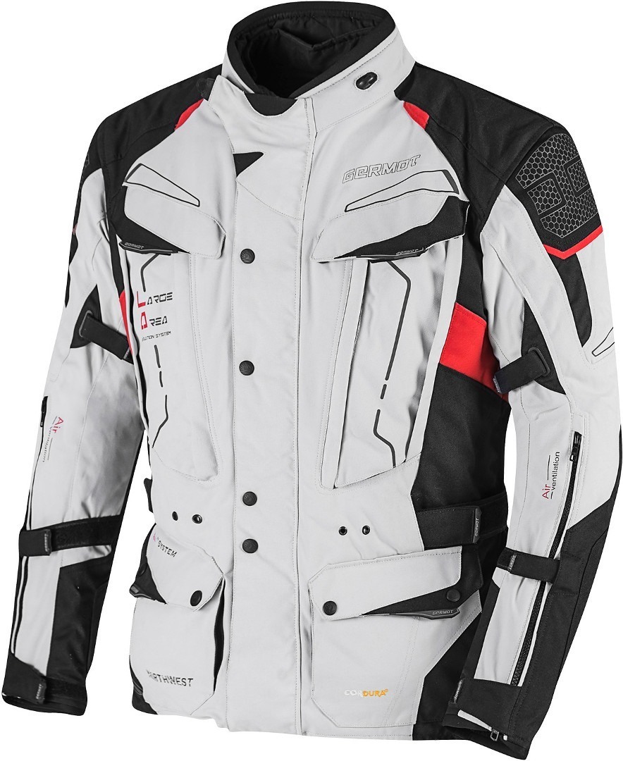 Germot NorthWest Motorrad Textiljacke hellgrau/schwarz/rot S Abbildung 3