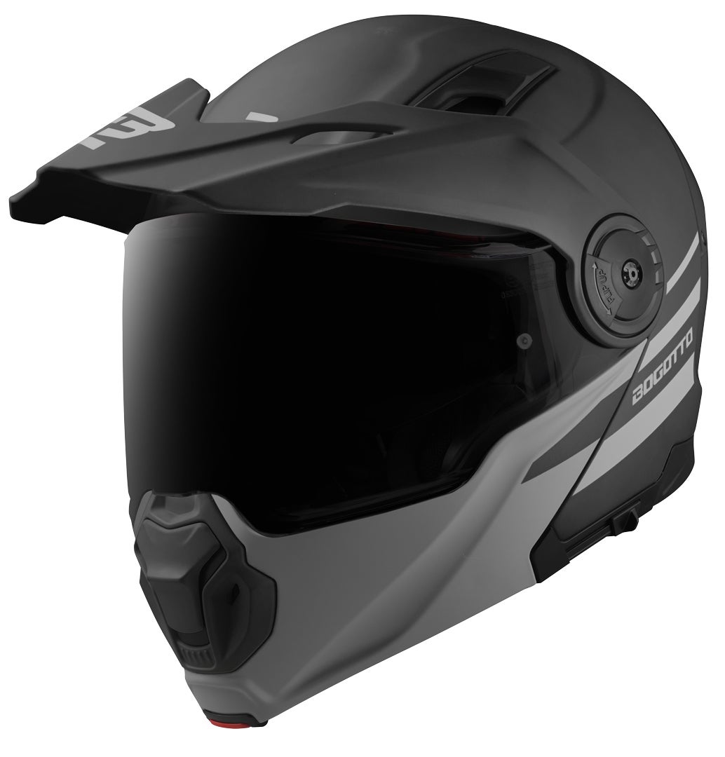 Side view of Bogotto FG-102 Duo Fiberglass Enduro Flip-Up Helmet