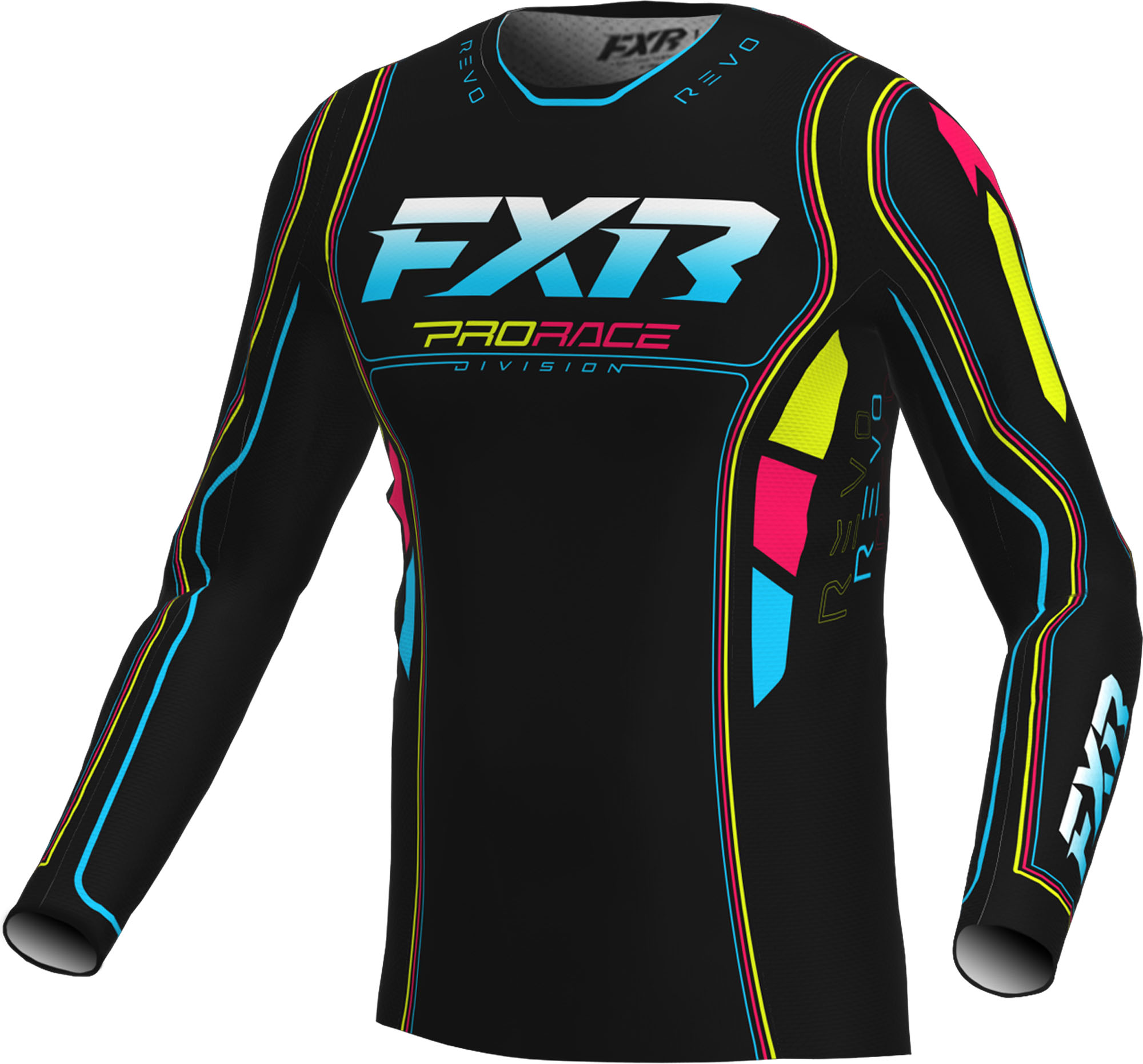 FXR Revo Velocity Maglia da motocross nero/blu/giallo S Figura 1