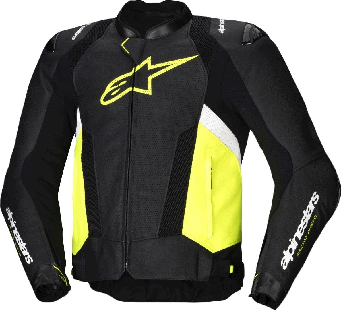 Alpinestars Missile V3 Airflow perforated Motorcycle Leather Jacket black/white/yellow 46 Figure 1