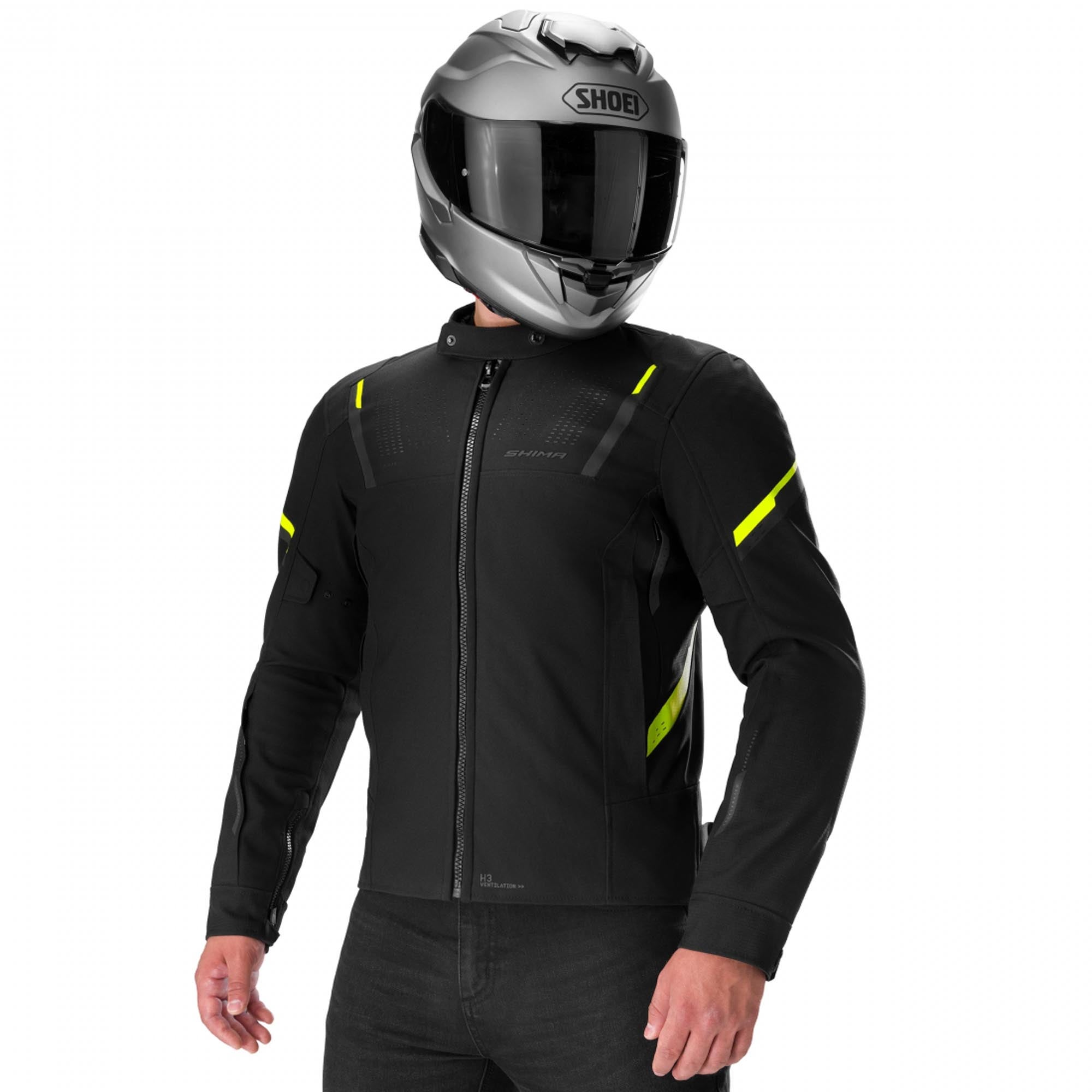 SHIMA Rush 3.0 Motorcykeltextiljacka svart/gul L Figur 3